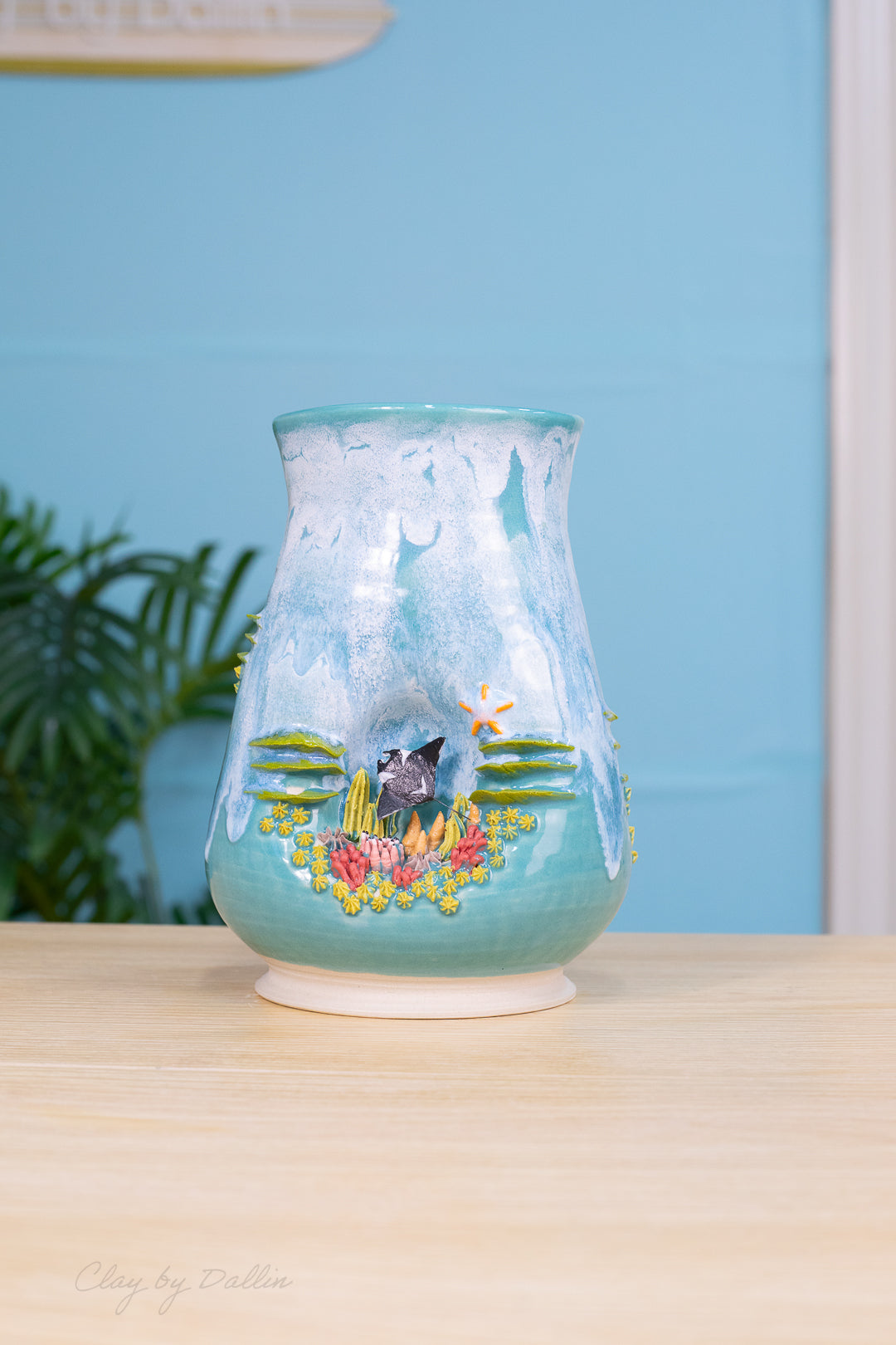 Sea Turtle and Reef Shark Vase